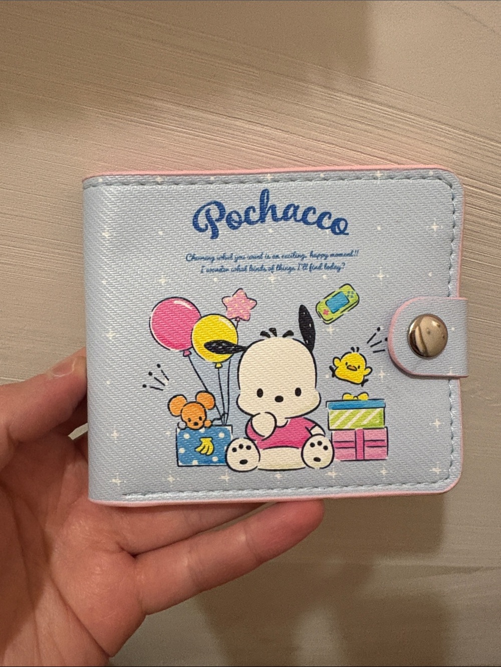 Kawaii Pochacco Faux Leather Wallet with Snap Closure